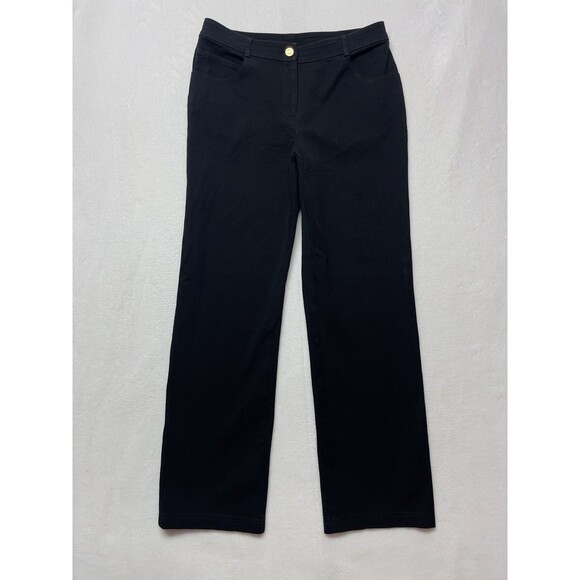 ST. JOHN Women's Size 6 Relaxed Straight Leg High-Rise Black Stretch Pants - Picture 2 of 16